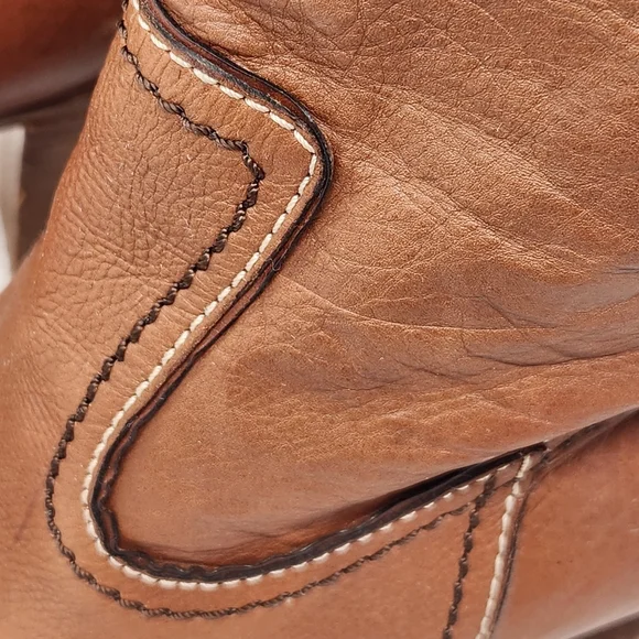 Coach boots women's 8.5B brown cognac leather knee high Meredith Q095 Made Italy - Picture 8 of 16